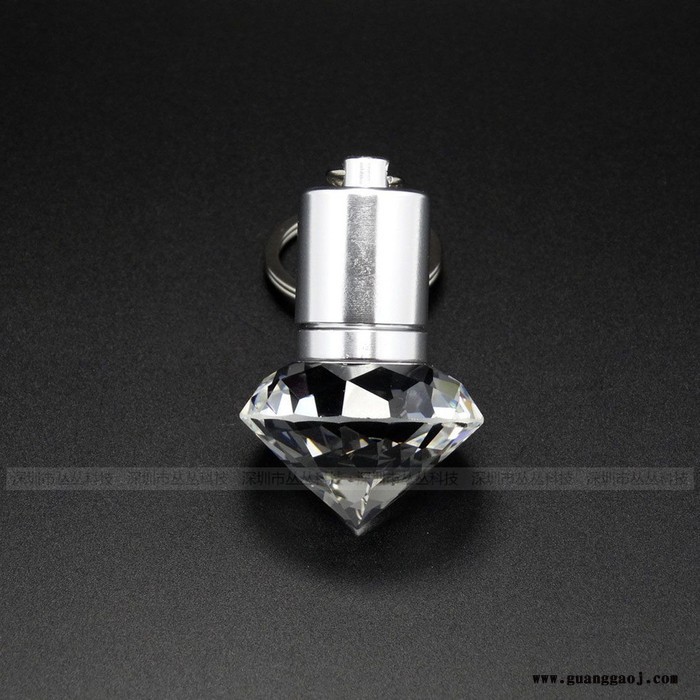 丛王 水晶U盘 发光水晶金属u盘 透明钻石水晶U盘 定制**水晶u盘内雕立体logo图2