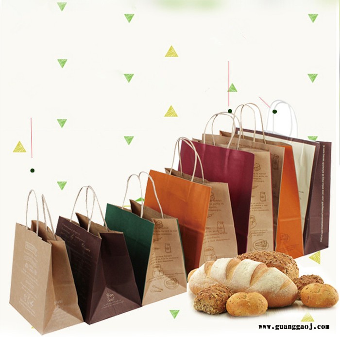 食品外卖打包袋 牛皮纸袋 手提打包袋 烘焙手拎袋 礼品包装袋 定制订做图3