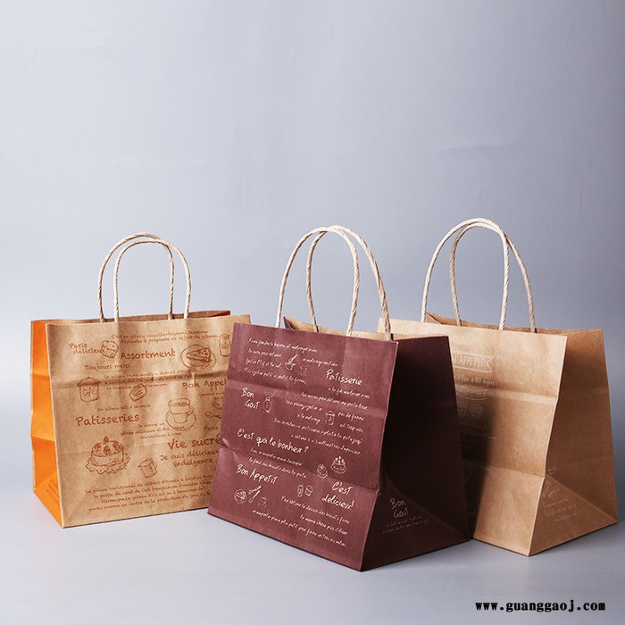 食品外卖打包袋 牛皮纸袋 手提打包袋 烘焙手拎袋 礼品包装袋 定制订做图8
