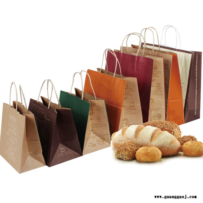 食品外卖打包袋 牛皮纸袋 手提打包袋 烘焙手拎袋 礼品包装袋 定制订做图7