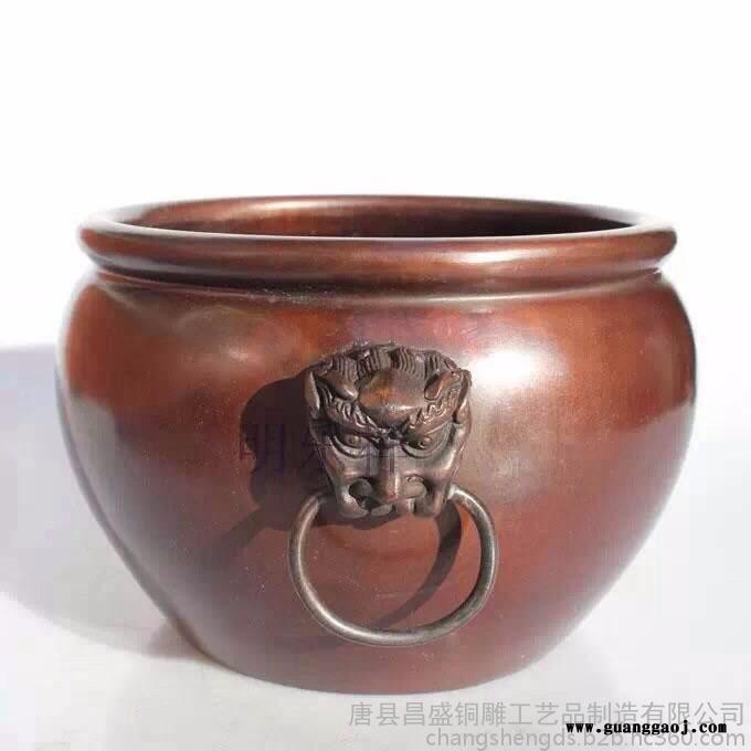 定做昌盛铜雕大型铜缸故宫铜缸纯铜同缸制作花盆生产收藏礼品仿古欢迎定制好品牌 值得信赖 大型铸铜缸图2
