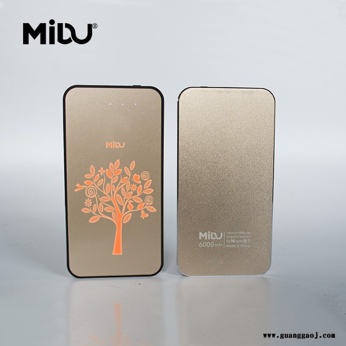 **MI**牌苹果6灯箱移动电源广告创意礼品定制LOGO灯箱手机充电宝