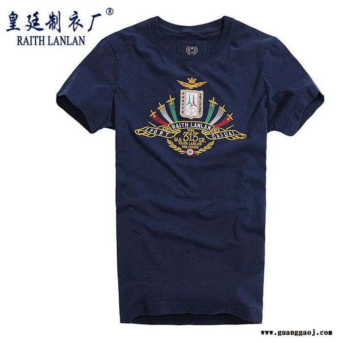 供应夏装时尚欧美绣花全棉男式短袖T恤 圆领文化衫广告衫定做 T恤生产厂家