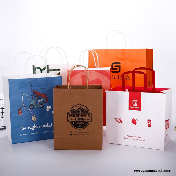 牛皮纸袋 定制外卖手提袋子 礼品礼物包装纸袋 服装店打包袋 奶茶外卖打包袋 印logo图3