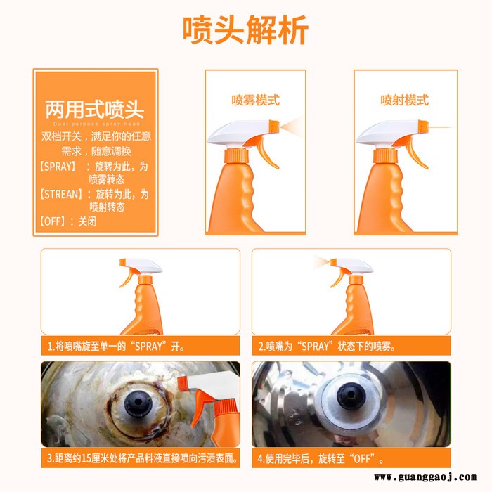 美舒洁强力去除厨房重油污净油烟机清洁剂一喷净清洗液500ml图5
