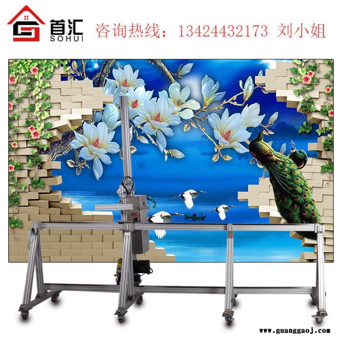 汇喷绘机墙体3D彩绘打印机背景墙立体户外大型墙面广告印刷设备3D墙体彩绘机自动高清大型户外广告立体喷绘机室内壁画打印机图3