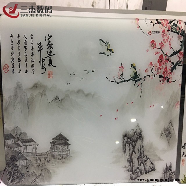 亚克力板装饰画UV打印机 重庆艺术玻璃3D印刷机 5D背景墙喷绘机图3