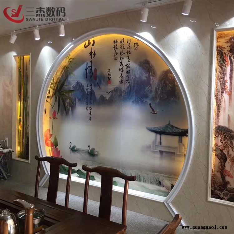 亚克力板装饰画UV打印机 重庆艺术玻璃3D印刷机 5D背景墙喷绘机图5