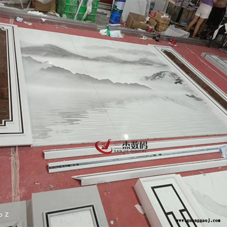 石材大板背景墙3D打印机 岩板岗石uv打印机 大型人造大理石uv喷绘机图2