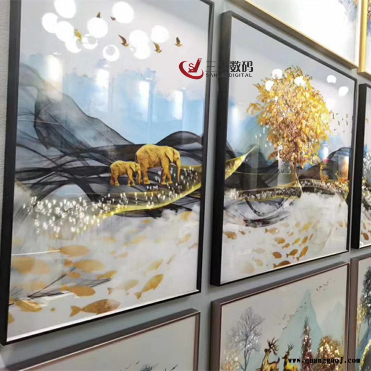 大型3d浮雕打印机 公司酒店前台装饰画印刷机 玻璃反打正看uv喷绘机图2