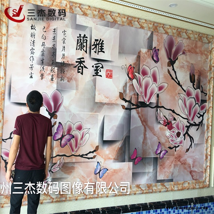 株洲3d背景墙打印机 湘潭玻璃移门uv平板喷绘机 瓷砖玻璃木板uv打印机图2