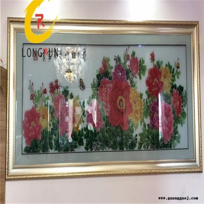 深圳龙润五色艺术玻璃喷绘机室内防刮玻璃屏风打印机玻璃多色UV打印机