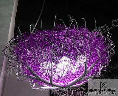 供应广东中山厂家批发鸟巢鸟笼餐吊灯鸟蛋灯LED节能铝线编织吊灯厂家图3