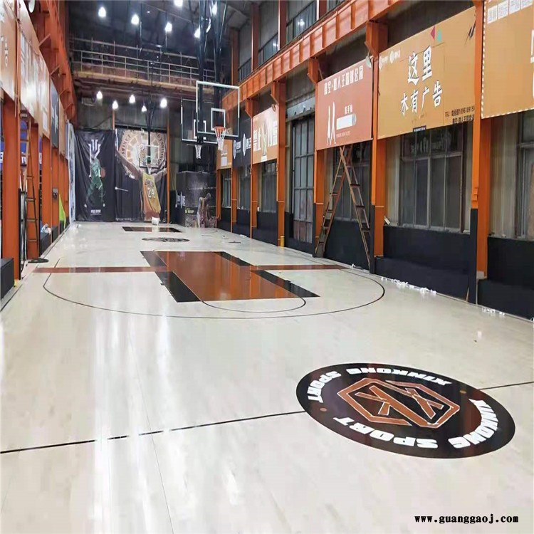五馆一中心体育木地板 球馆木地板 舞台运动地板 玖众耐磨防潮运动木地板 全国施工安装图2
