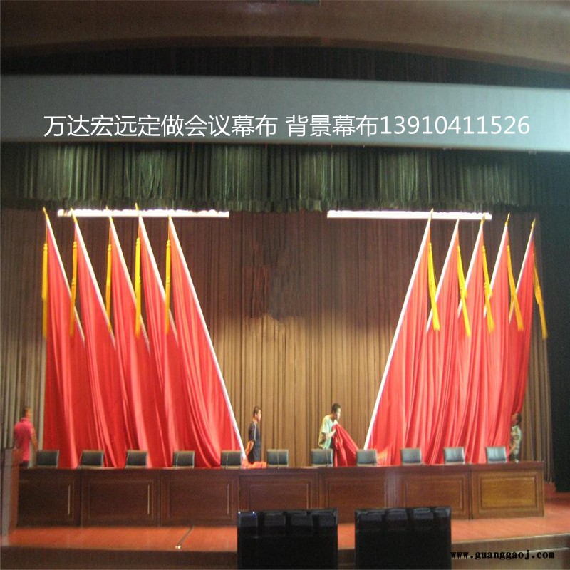 厂家销售舞台幕布电动幕布遥控三道幕轨道式阻燃礼堂舞台防火幕
