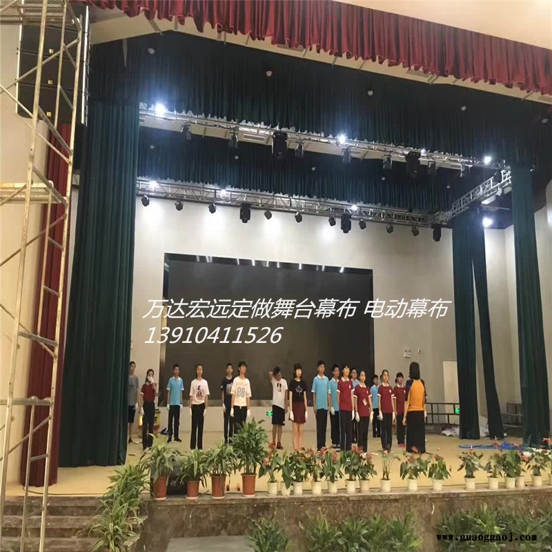 唐山会议室防阻燃幕布定做，礼堂影院舞台电动手动幕布订做图4
