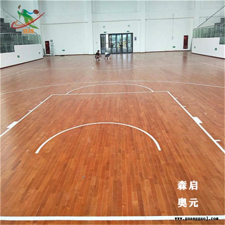 篮球馆实木地板 篮球木地板 森启奥元 室内羽毛球木地板 体育运动地板舞台木地板图1