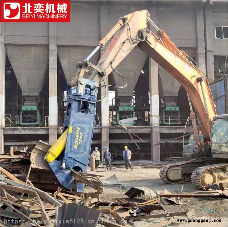 江西地区勾机液压剪北奕机械徐保路鹰嘴剪剪切废旧钢材大开口大力度厂房桁架工字钢回收再利用一台图3