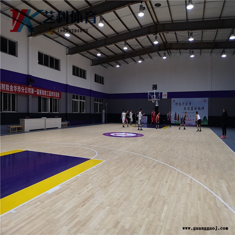 舞台木地板安装 篮球馆运动实木地板 企口硬木木地板 艺科体育地板图5