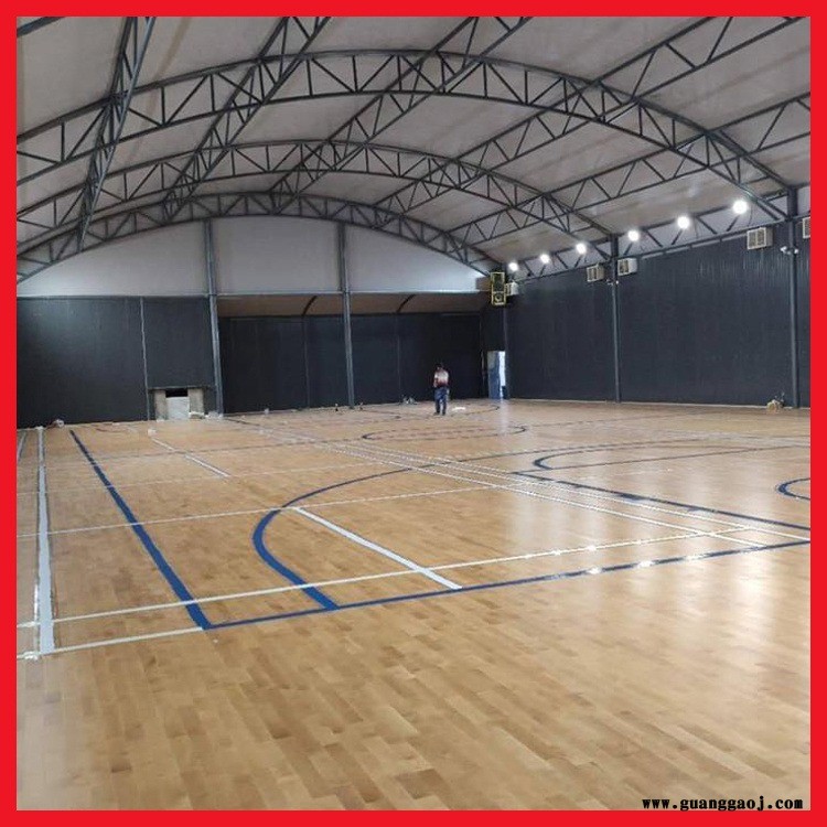 瑜伽室运动木地板 篮球场双龙骨实木运动地板 舞台运动木地板 森启奥元图1