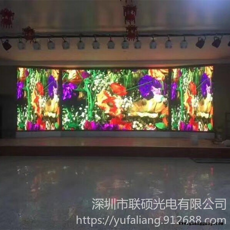 酒店LED显示屏 室内P3全彩LED电子屏 联硕宴会厅大屏幕厂家 婚庆舞台LED电子屏图1