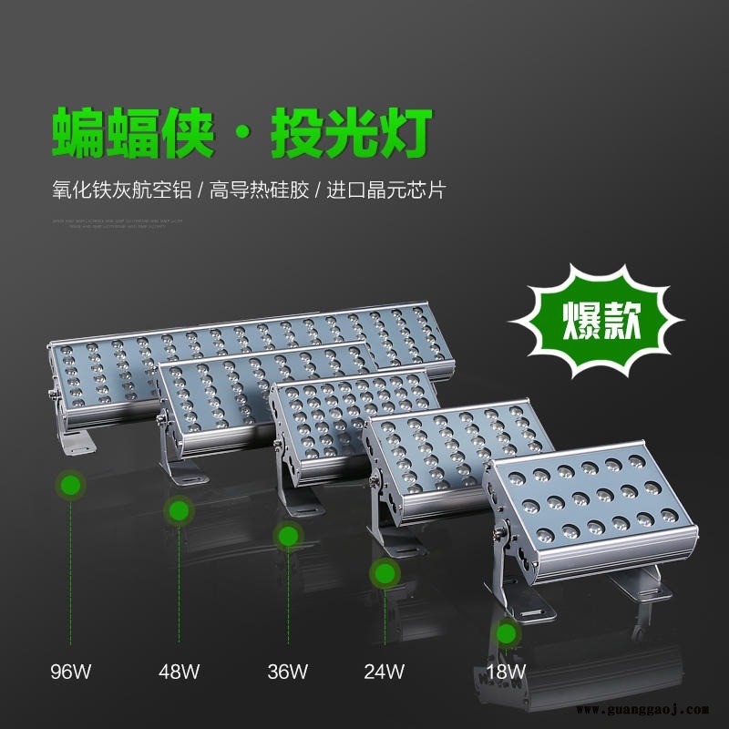 LED投光灯 蝙蝠侠LED大功率投光灯48瓦金黄光投射灯 宾凯照明图1