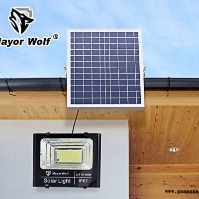 太阳能路灯100Wled投光灯泛光灯智能家用感应鱼塘农村庭院照明