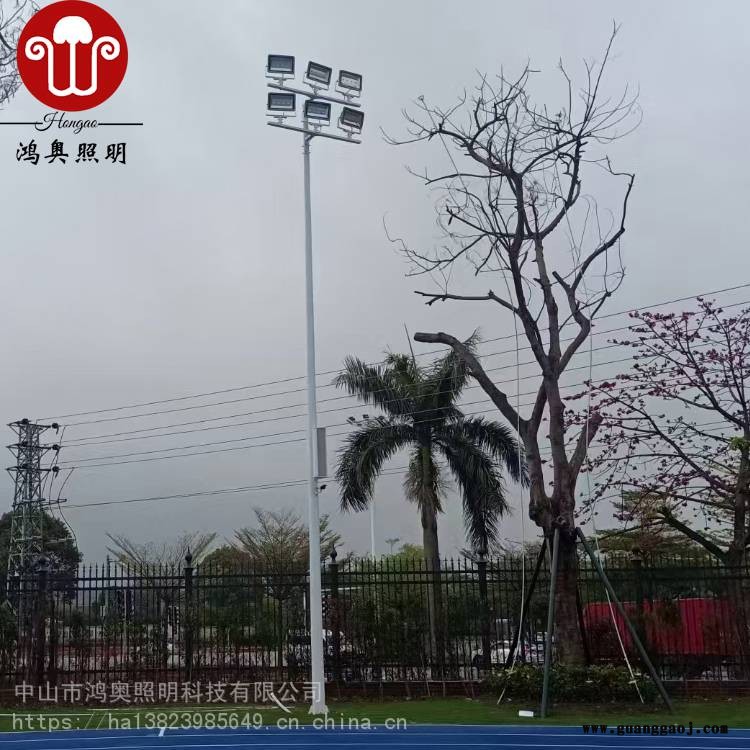 运动场灯杆灯柱安装 篮球场灯光安装工程 配置400w泛光灯图1