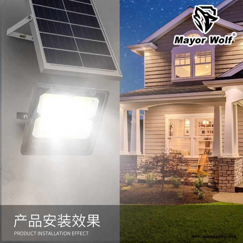 太阳能路灯厂家200W太阳能投光灯小区篮球场鱼塘工厂路灯图3