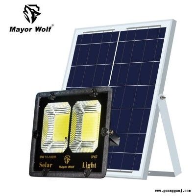 太阳能路灯厂家100W太阳能投光灯家用别墅小区篮球场学校路灯