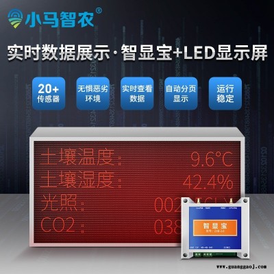 小马智农 LED显示屏+智显宝环境监测传感器 数据实时显示自动翻页