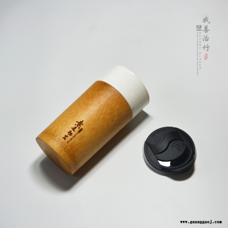 竹子咖啡杯奶竹茶杯随手杯竹水杯饮料杯汽车杯白瓷内胆图5