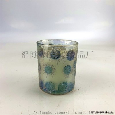 欧式玻璃烛台香薰蜡烛杯复古蜡烛杯做旧蜡烛杯