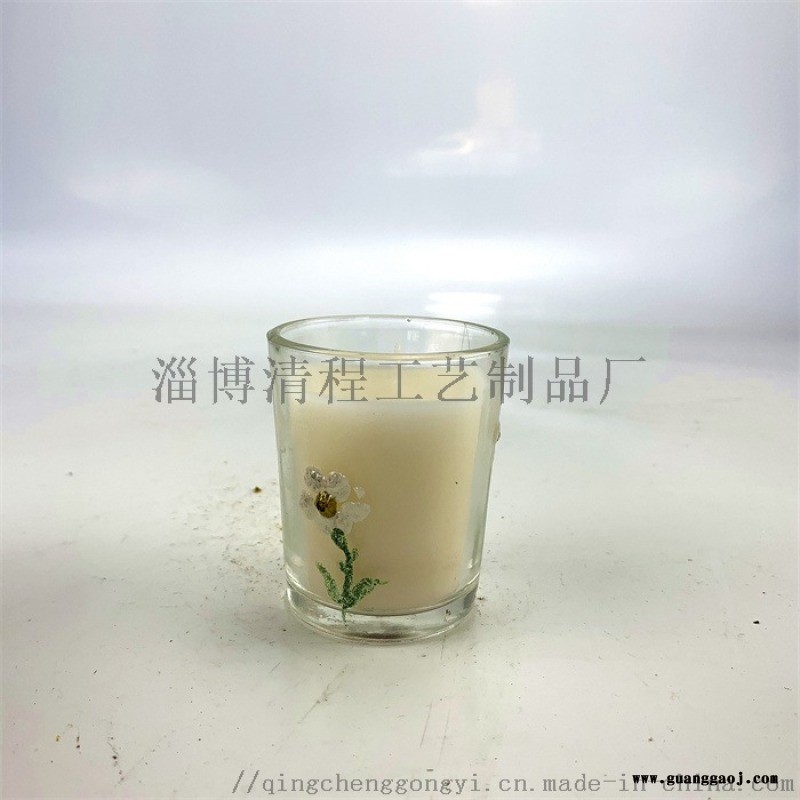 手绘烛台，玻璃蜡杯，香薰玻璃蜡烛杯，清新家居饰品，图3