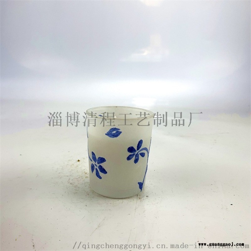 手绘烛台，玻璃蜡杯，香薰玻璃蜡烛杯，清新家居饰品，