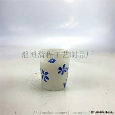 手绘烛台，玻璃蜡杯，香薰玻璃蜡烛杯，清新家居饰品，