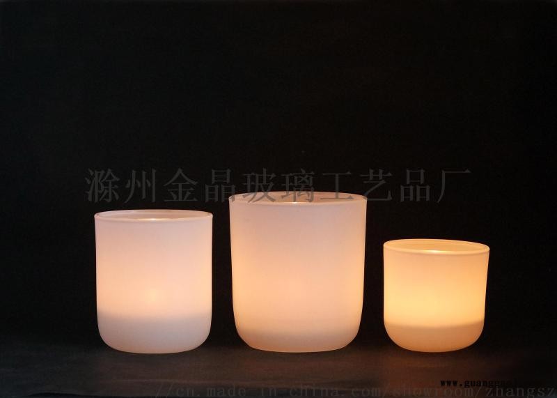 亚光黑色圆底玻璃烛杯，亚光白弧底玻璃烛台图3