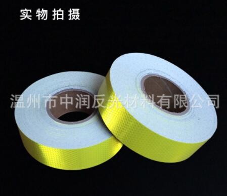 荧光黄蜂蜗状卷装车身反光条反光标识晶彩格反光膜 厂家直供定制图3