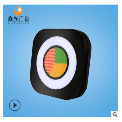 门头招牌黑色不锈钢椭圆形灯箱创意门牌双面发光店铺广告挂墙灯箱