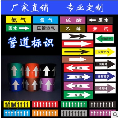 管道标贴 压缩空气标识 化工厂标识 反光管道标识 厂家直销
