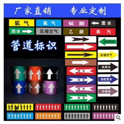 管道标贴 压缩空气标识 化工厂标识 反光管道标识 厂家直销