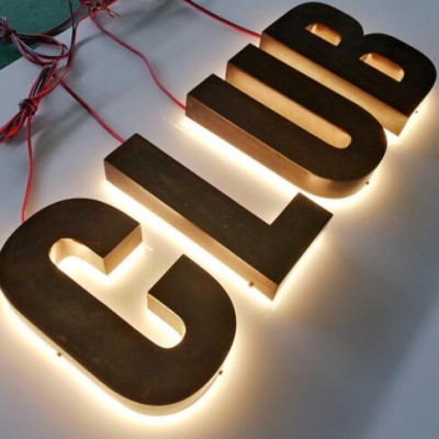 门头招牌发光字制作金属背扣水晶亚克力发光字拉丝不锈钢背发光字