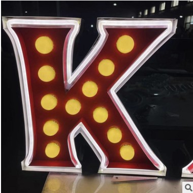 实体工厂立体金属灯泡字 户外霓虹灯灯珠灯泡字 复古大灯泡发光字图3