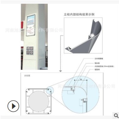 厂家批发零售加油站包柱子铝包角 加油站立柱圆角铝型材扣条配件