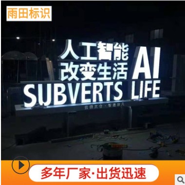 苏州标识制作厂家户外大型落地不锈钢烤漆斜坡字景观字双面立体字图2