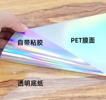 1.07米不干胶七彩镭射电镀刻字膜汽车拉花自粘镭射膜广告刻字纸图3