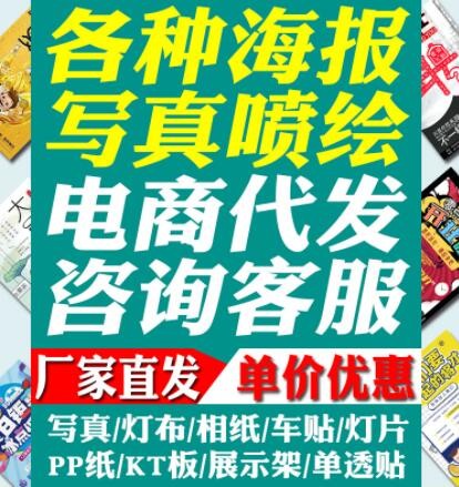 电商海报代发制作明星动漫游戏写真喷绘贴纸宣传高清室内外背胶图3