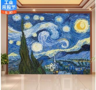 厂家直销背胶油画布自粘高粘可移除不起边装饰画壁画墙纸现货直发图3
