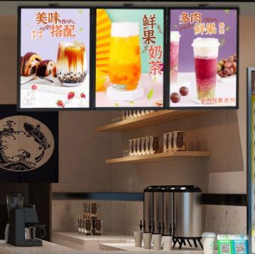 磁吸超薄电视灯箱奶茶店展示牌悬挂价格表发光广告显示屏led菜谱图2