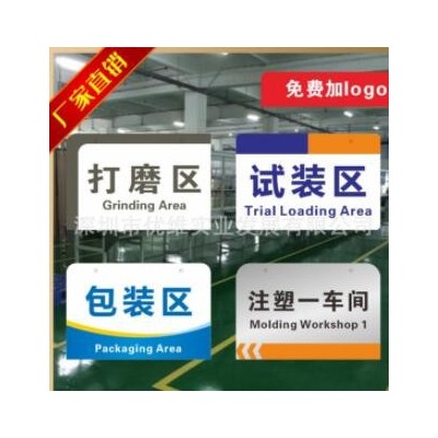 工厂车间吊牌标识墙贴仓库商超办公室区域分区牌亚克力UV打印雕刻